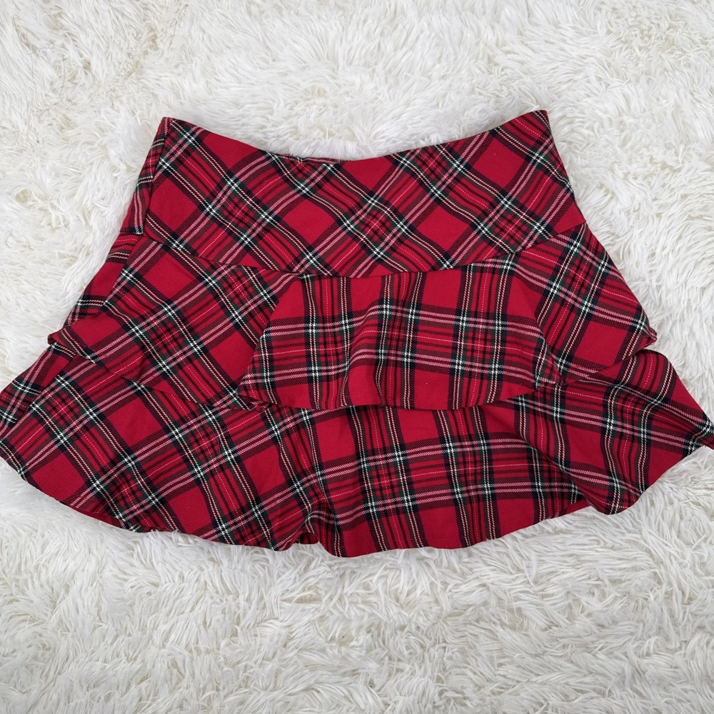 Vtg Y2K Plaid Mini Skort S Grunge Preppy Academia Schoolgirl Twee Punk Indie Red